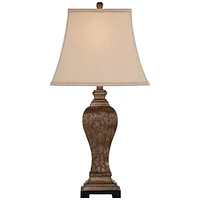 Edgar 29" Tall Curved Urn Traditional End Table Lamp Brown Bronze Finish Single Fabric Shade Living Room Bedroom Bedside Nightstand House Office Home