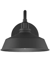 Arnett Rustic Industrial Farmhouse Outdoor Barn Light Fixtures Set of 2 Black Dusk to Dawn Gooseneck 10 1/2" for Exterior Deck House Porch Yard Patio