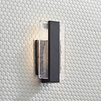 Cascadia Modern Wall Light Sconce Black Metal Hardwired 6" Fixture Led Piastra Art Glass Panel for Bedroom Bedside Bathroom Vanity Living Room Hallway