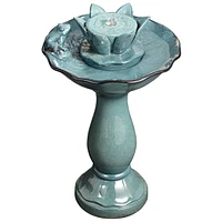 Pleasant Pond Frog Lotus Modern Outdoor Floor Water Bubble Fountain 25 1/4" High Pedestal Bowl for Garden Patio Backyard Deck Home Lawn Porch House Re