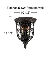 French Scroll Farmhouse Rustic Wall Light Sconce Rubbed Bronze Metal Hardwired 10 1/2" Wide Fixture Scrollwork for Bedroom Bathroom Bedside Living Roo