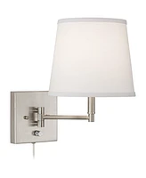 Lanett Modern Swing Arm Wall Lamps Set of 2 Brushed Nickel Plug