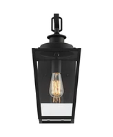 Ackerly Modern Outdoor Wall Light Fixture Textured Black Steel 17 1/4" Clear Glass Panels for Exterior House Porch Patio Outside Deck Garage Yard Fron