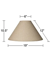 Set of 2 Empire Lamp Shades Fine Burlap Beige Large 6" Top x 19" Bottom x 12" High Spider with Replacement Harp and Finial Fitting - Spring crest