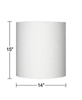 Set of 2 Hardback Tall Drum Lamp Shades White Medium 14" Top x 14" Bottom x 15" High Spider with Replacement Harp and Finial Fitting - Spring crest