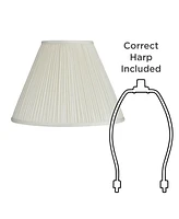 Beige Mushroom Pleated Medium Empire Lamp Shade 7" Top x 16" Bottom x 12" Slant x 11.25" High (Spider) Replacement with Harp and Finial