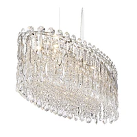 Possini Euro Design Alyssa Chrome Silver Large Linear Pendant Chandelier Lighting 36 1/2" Wide Modern Crystal 11-Light Led Fixture for Kitchen Island