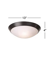 Davis Modern Small Ceiling Light Flush Mount Fixture Oil Rubbed Bronze 13" Wide Frosted Glass Dome for House Bedroom Hallway Living Room Bathroom Dini