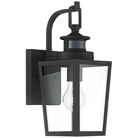 Ackerly Modern Outdoor Wall Light Fixture Motion Sensor Textured Black Dusk to Dawn 14" Clear Glass for Exterior Barn Deck House Porch Yard Patio Outs