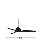 Casa Vieja 54" Tres Aurora Modern 3 Blade Indoor Outdoor Ceiling Fan with Dimmable Light Led Remote Control Matte Black Opal Etched Diffuser Wet Rated