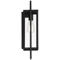 Jericho Modern Industrial Outdoor Wall Light Fixture Textured Black Metal 19" Clear Glass Panel for Exterior House Porch Patio Outside Deck Garage Yar