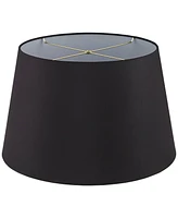 Black Faux Silk Large Tapered Drum Lamp Shade 15" Top x 19.5" Bottom x 12" Slant x 12" High (Spider) Replacement with Harp and Finial - Spring crest