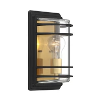 Habitat 11" High Modern Industrial Pocket Outdoor Wall Light Fixture Mount Porch House Exterior Outside Edison Bulb Weatherproof Black Brass Finish Cl