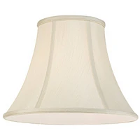 Creme Medium Bell Lamp Shade 7" Top x 14" Bottom x 11" Slant x 10.5" High (Spider) Replacement with Harp and Finial - Springcrest