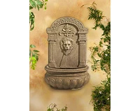 Lion Face Rustic Outdoor Wall Water Fountain Sandstone 31" for Yard Garden Patio Backyard Deck Home Lawn Porch House Exterior Balcony