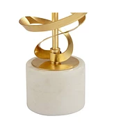 Helix Modern Luxury Table Lamp 30" Tall Sculptural Brass Gold Open Ribbon Metal White Linen Drum Shade for Bedroom Living Room House Bedside Nightstan