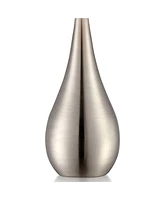 Modern Accent Table Lamp 21" High Brushed Nickel Silver Metal Teardrop White Cylinder Uno Shade Decor for Bedroom Living Room House Home Bedside Night