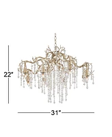 Possini Euro Design Branches Silver Champagne Large Chandelier 31" Wide Clear Crystal Strands 8-Light Fixture for Dining Room House Foyer Entryway Kit