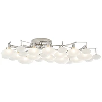 Possini Euro Design Lilypad Modern Ceiling Light Semi Flush-Mount Fixture 30" Wide Chrome 12-Light Frosted Opal Etched Glass for Bedroom Kitchen Livin