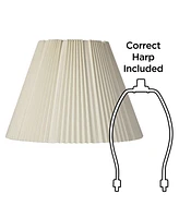 Eggshell Pleated Large Empire Lamp Shade 9" Top x 17" Bottom x 11.75" High x 12.25" Slant (Spider) Replacement with Harp and Finial - Springcrest