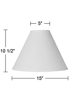 Antique White Linen Medium Chimney Lamp Shade 5" Top x 15" Bottom x 10.5" High x 11.5" Slant (Spider) Replacement with Harp and Finial - Springcrest