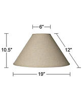 Fine Burlap Large Empire Lamp Shade 6" Top x 19" Bottom x 10.5" High x 12" Slant (Spider) Replacement with Harp and Finial - Spring crest