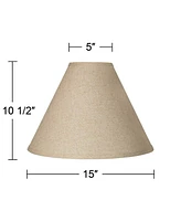 Fine Burlap Large Empire Lamp Shade 5" Top x 15" Bottom x 11.5" High x 10.5" Slant (Spider) Replacement with Harp and Finial - Springcrest