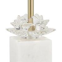 Phoebe Modern Glam Luxury Buffet Table Lamps 28 1/2" Tall Skinny Set of 2 Gold Metal White Tapered Drum Shade Glass Flower Accent Decor for Living Roo