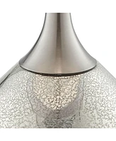 Swift Modern Table Lamp 30 1/2" Tall Mercury Glass Chrome Metal Neck Twin Double Drum Shade Decor for Bedroom Living Room House Bedside Nightstand Hom