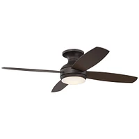 Casa Vieja 52" Casa Elite Mid Century Modern Farmhouse Rustic Indoor Ceiling Fan 4 Blade Led Light Remote Control Oil Rubbed Bronze Finish Brown Blade