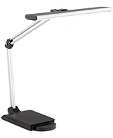 Flynn Modern Task Desk Lamp with Usb Charging Port and Phone Cradle Led 25" High Metallic Black and Silver Adjustable Swivel for Bedroom House Bedside
