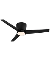 Casa Vieja 52" Auria Modern Outdoor 3 Blade Hugger Ceiling Fan with Dimmable Led Light Remote Control Matte Black Opal Glass Damp Rated for Patio Exte