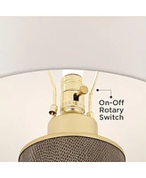 Gilson 24 3/4" High Modern Glam Luxe Table Lamps Set of 2 Gold Textured Gray Finish Ceramic Fabric White Shade Living Room Bedroom Bedside Nightstand