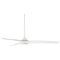 60" La Jolla Surf Modern 3 Blade Indoor Ceiling Fan with Dimmable Led Light Remote Control Matte White for Living Kitchen House Bedroom Family Dining