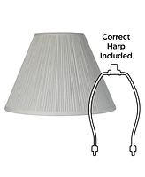 Set of 2 White Pleated Medium Empire Lamp Shades 6.5" Top x 15" Bottom x 11" High (Spider) Replacement with Harp and Finial - Spring crest