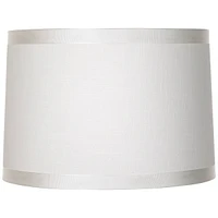 Set of 2 Off-White Fabric Medium Drum Lamp Shades 15" Top x 16" Bottom x 11" High (Spider) Replacement with Harp and Finial - Spring crest