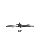 60" Defender Modern Indoor Outdoor Ceiling Fan with Remote Control Matte Black Damp Rated for Patio Exterior House Home Porch Gazebo Garage Barn