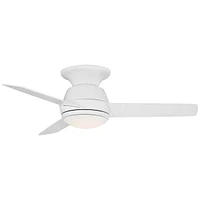 Casa Vieja 44" Marbella Breeze Modern Indoor Hugger Ceiling Fan with Dimmable Led Light Remote Control White Opal Glass for Living Kitchen House Bedro