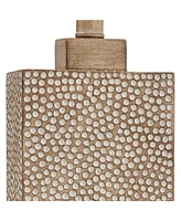 Caldwell Rustic Farmhouse Table Lamps 26 3/4" Tall Set of 2 Earth Tone Faux Wood Hammered Oatmeal Fabric Rectangular Shade for Bedroom Living Room Hou