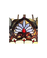 Robert Louis Tiffany Tropical Floral Bronze Pendant Chandelier Lighting 20 1/2" Wide Farmhouse Rustic Art Glass Shade 3-Light Fixture for Dining Room