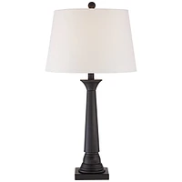 Dolbey Rustic Farmhouse Table Lamps 28" Tall Set of 2 Deep Bronze Tapered Column Off White Drum Shade Decor for Living Room Bedroom House Bedside Nigh