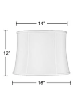 Imperial Collection White Medium Drum Lamp Shade 14" Top x 16" Bottom x 12" Slant (Spider) Replacement with Harp and Finial - Imperial Shade