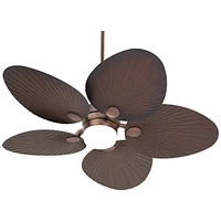 Casa Vieja 52" Casa Breeze Tropical Coastal Indoor Outdoor Ceiling Fan with Light Led Remote Control Oil Brushed Bronze Palm Leaf Damp Rated for Patio