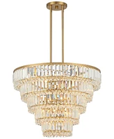 Vienna Full Spectrum Magnificence Soft Gold Pendant Chandelier 23 3/4" Wide Modern Led 5-Tiered Clear Faceted Crystal Glass 15-Light Fixture for Dinin