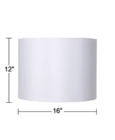 Set of 2 Hardback Drum Lamp Shades White Medium 16" Top x 16" Bottom x 12" High Spider with Replacement Harp and Finial Fitting - Spring crest