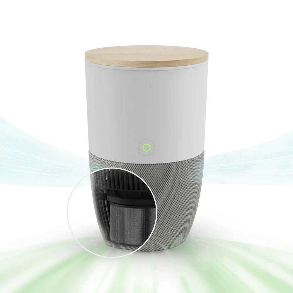 Dupray Bloom Air Purifier, Smart Hepa-13 Medical-Grade Filtration, Large Rooms (1,517 Sq. Ft.) with Oak Accent Table