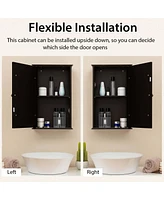 Costway Bathroom Wall Medicine Cabinet Single Mirror Door Cupboard Storage Wood Shelf