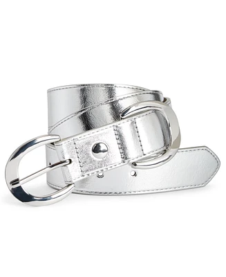 On 34th Women's Metallic Faux-Leather Belt, Created for Macy's