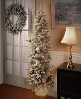 National Tree Company 6 ft. Pre-Lit Feel Real Artificial Frosted Colonial Fir Half Tree with 200 Clear Lights