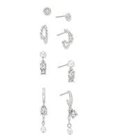 On 34th 4-Pc. Set Crystal & Imitation Pearl Earrings, Created for Macy's